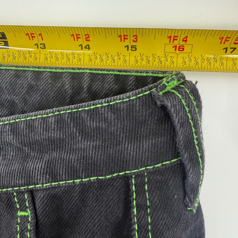 Hot Topic HT Denim Hi Rise Carpenter Jeans Women's Size 11 Black Green Stitching - Picture 14 of 15